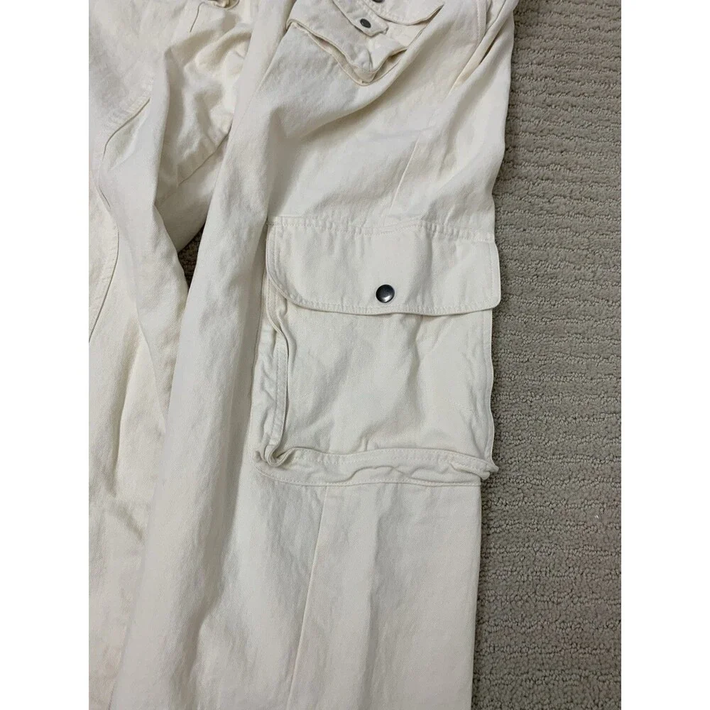 Oli & Hali Cream Streetwear Cargo Pants Drawstring Waist Utility JP0153 Large - Picture 9 of 13